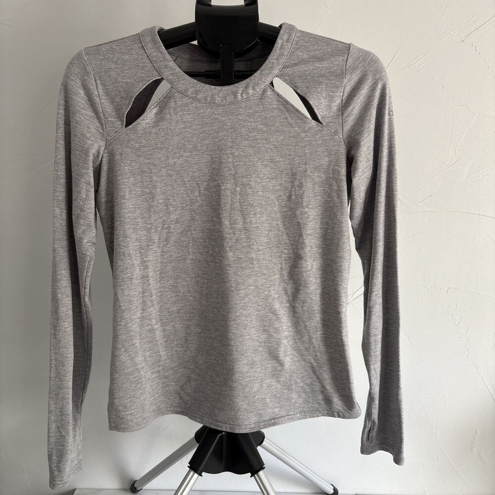 Alo Yoga Peak Cutout Long Sleeve Top Heather Grey Women's Size Medium